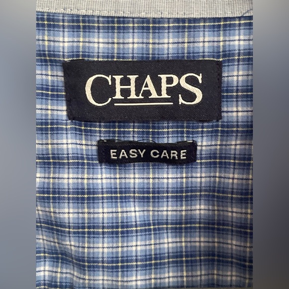 CHAPS Shirt Men's Short Sleeve Casual Checkered Button Down Blue White XL - Picture 3 of 8